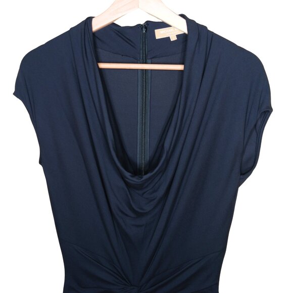 Michael Kors Collection Made in Italy Cowl Neck Stretch Jersey Dress Size 8 Navy - Picture 4 of 13